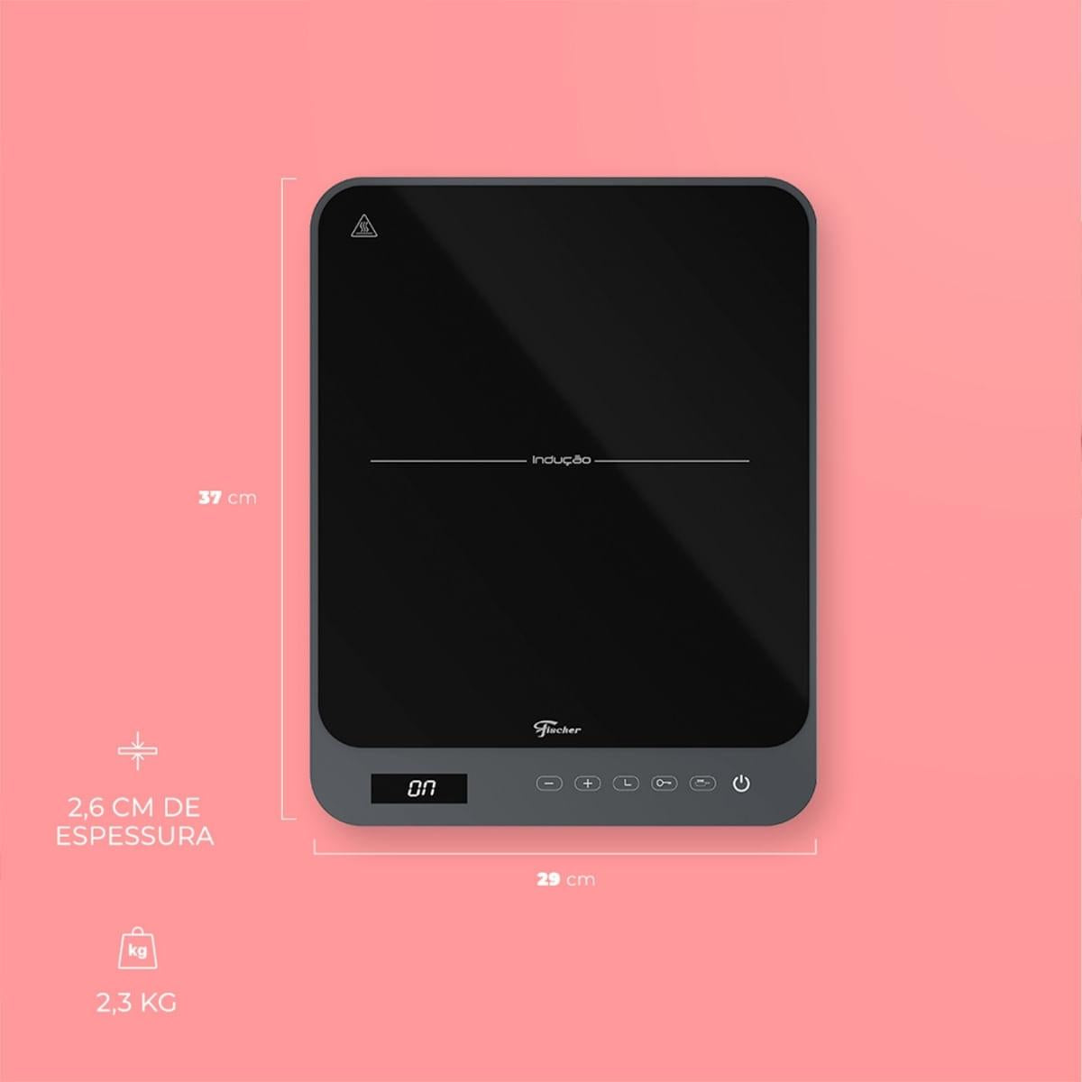 Cooktop de Indução Portátil Fischer 1 Boca Bivolt Touch Screen Branco