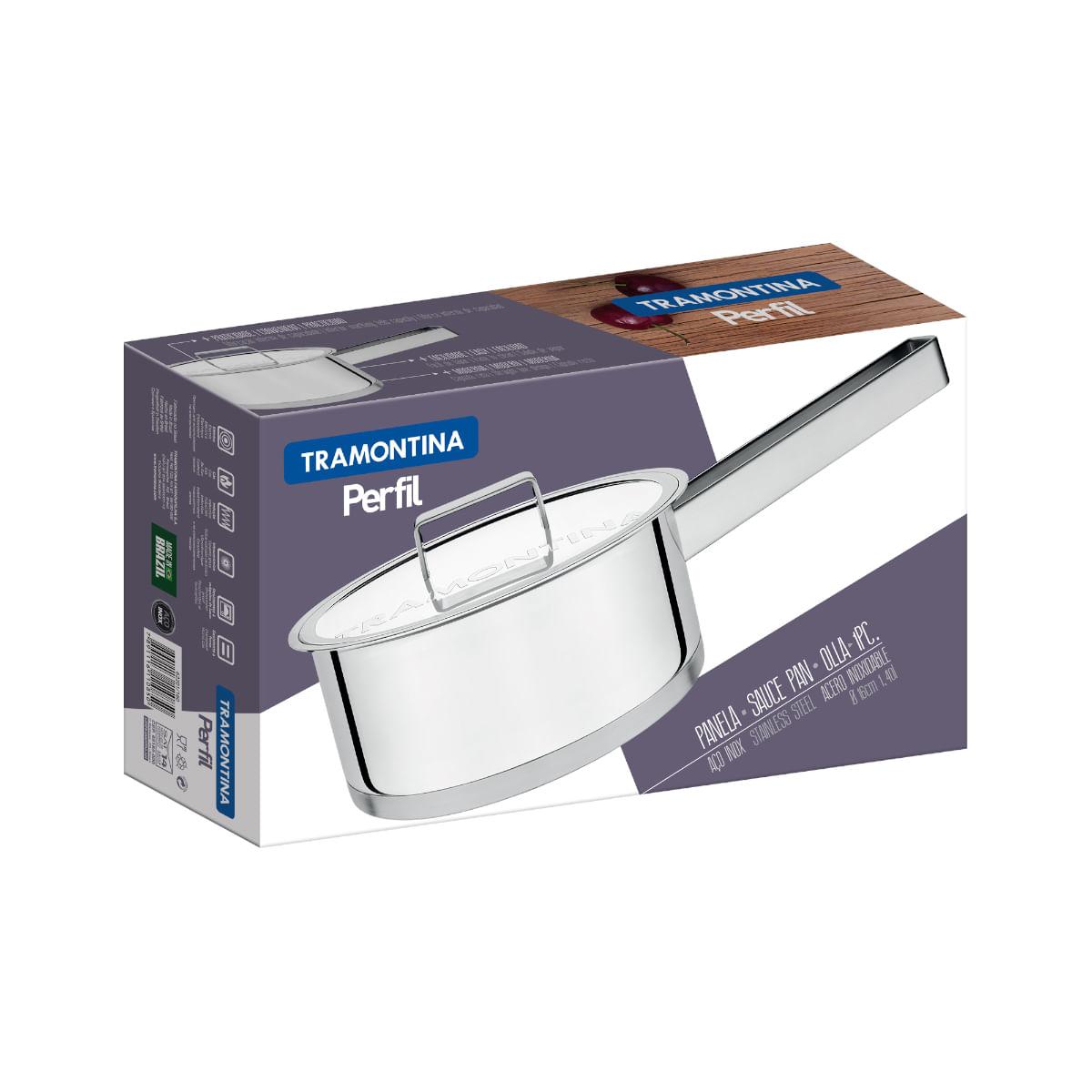 Panela Tramontina em Aço Inox Perfil Fundo Triplo 16 cm 1,4 Litros