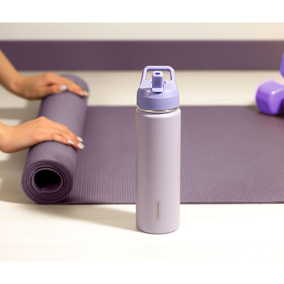 Garrafa Térmica Tramontina 650 ml Lilás com Canudo