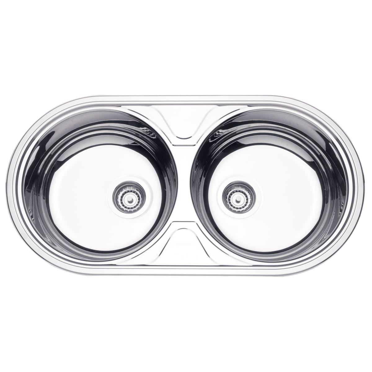 Cuba de Sobrepor Tramontina Luna Duo 2C 36 BS em Aço Inox Alto Brilho 84 x 44 cm