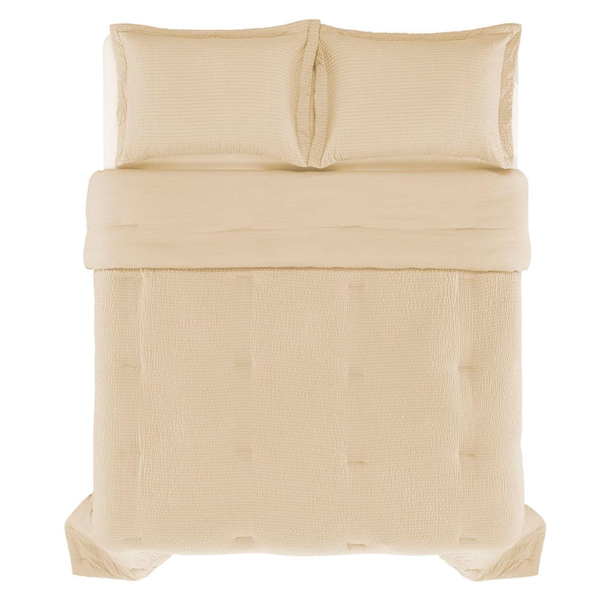 Colcha King com 2 Porta-travesseiros 100% Poliéster Karsten Baumann Natural