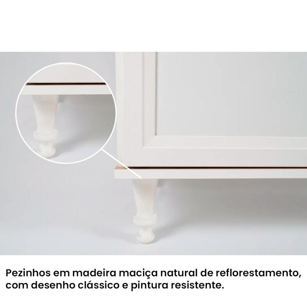 Aparador Buffet Ditália 2 Gavetas 2 Portas Branco R-629