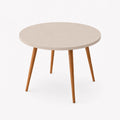 Mesa Jantar Sofia Redonda 80cm Linho Fendi 18mm Pés de Madeira Natural Marin