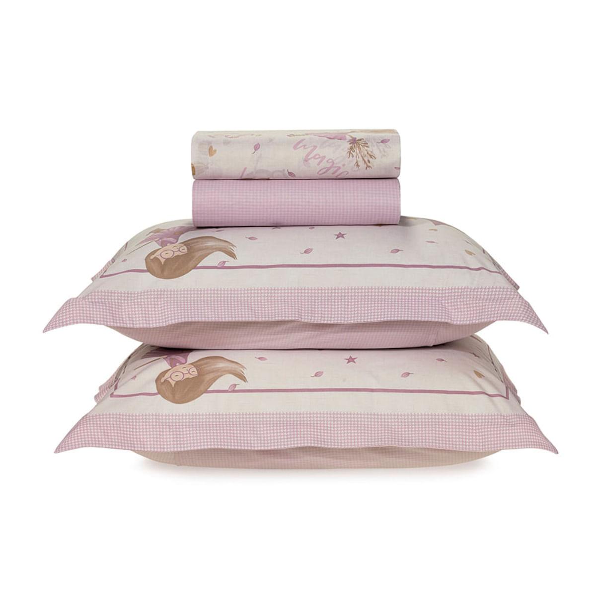 Jogo de Cama Infantil Casal 200 Fios Karsten 100% Algodão Fantasia Roxo