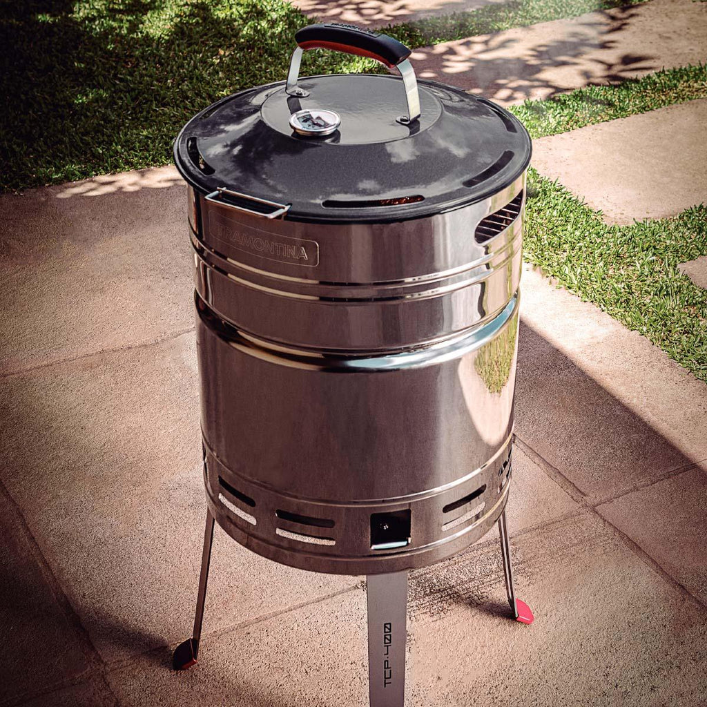 Churrasqueira à Carvão Tramontina TCP 400 em Aço Inox com Bandeja para Carvão em Aço Esmaltado