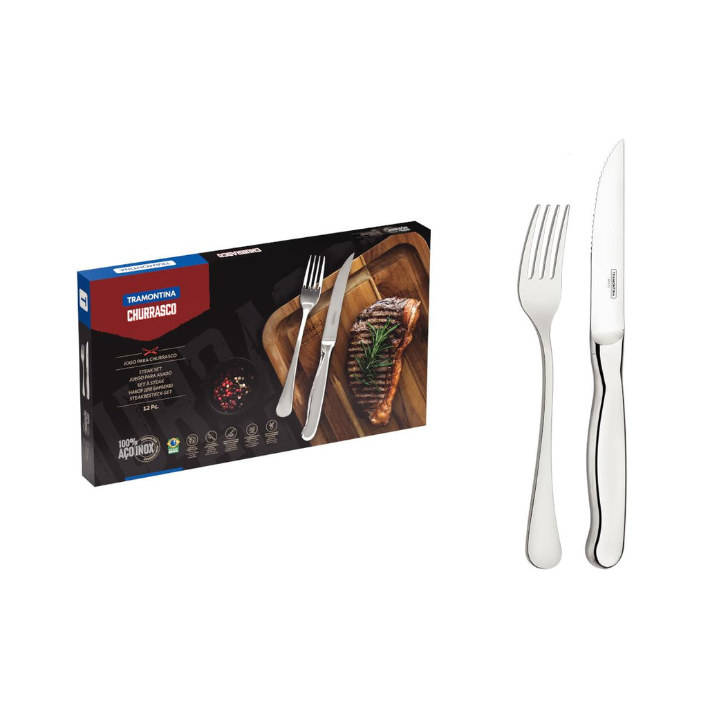 Jogo para Churrasco Tramontina Zurique em Aço Inox Facas Jumbo 12 Peças
