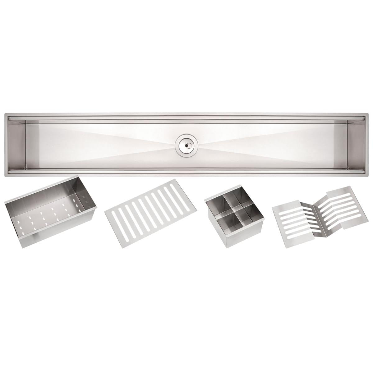 Canal Organizador em Aço Inox Tramontina para Sobrepor Scotch Brite com Acessórios 105x18 cm