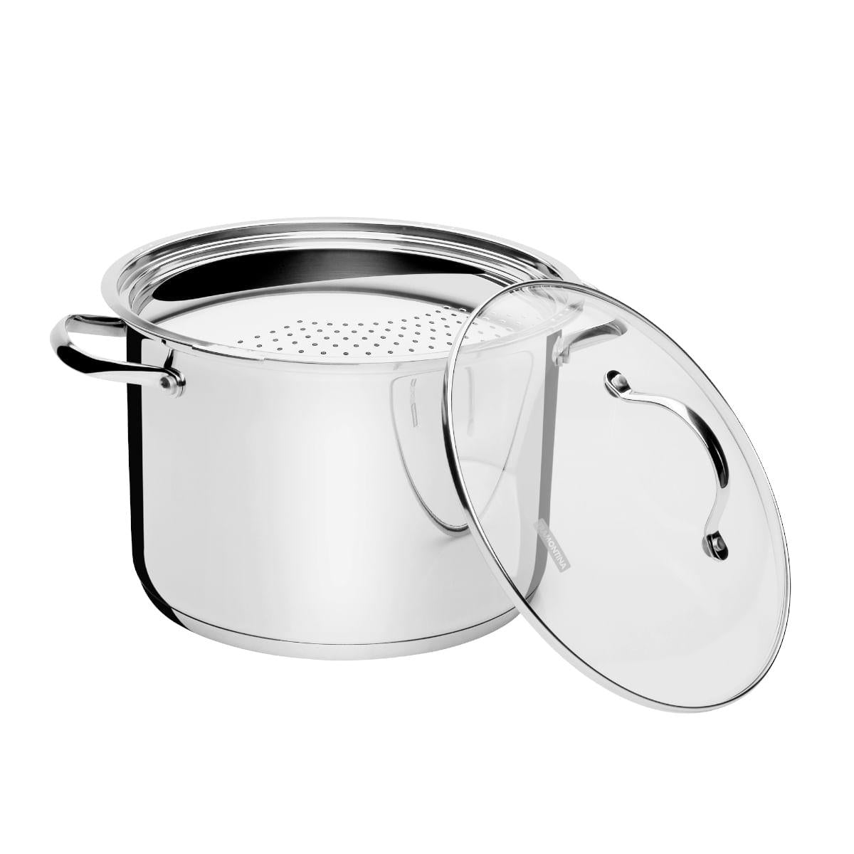 Espagueteira Tramontina em Aço Inox com Fundo Triplo 24 cm 7 Litros