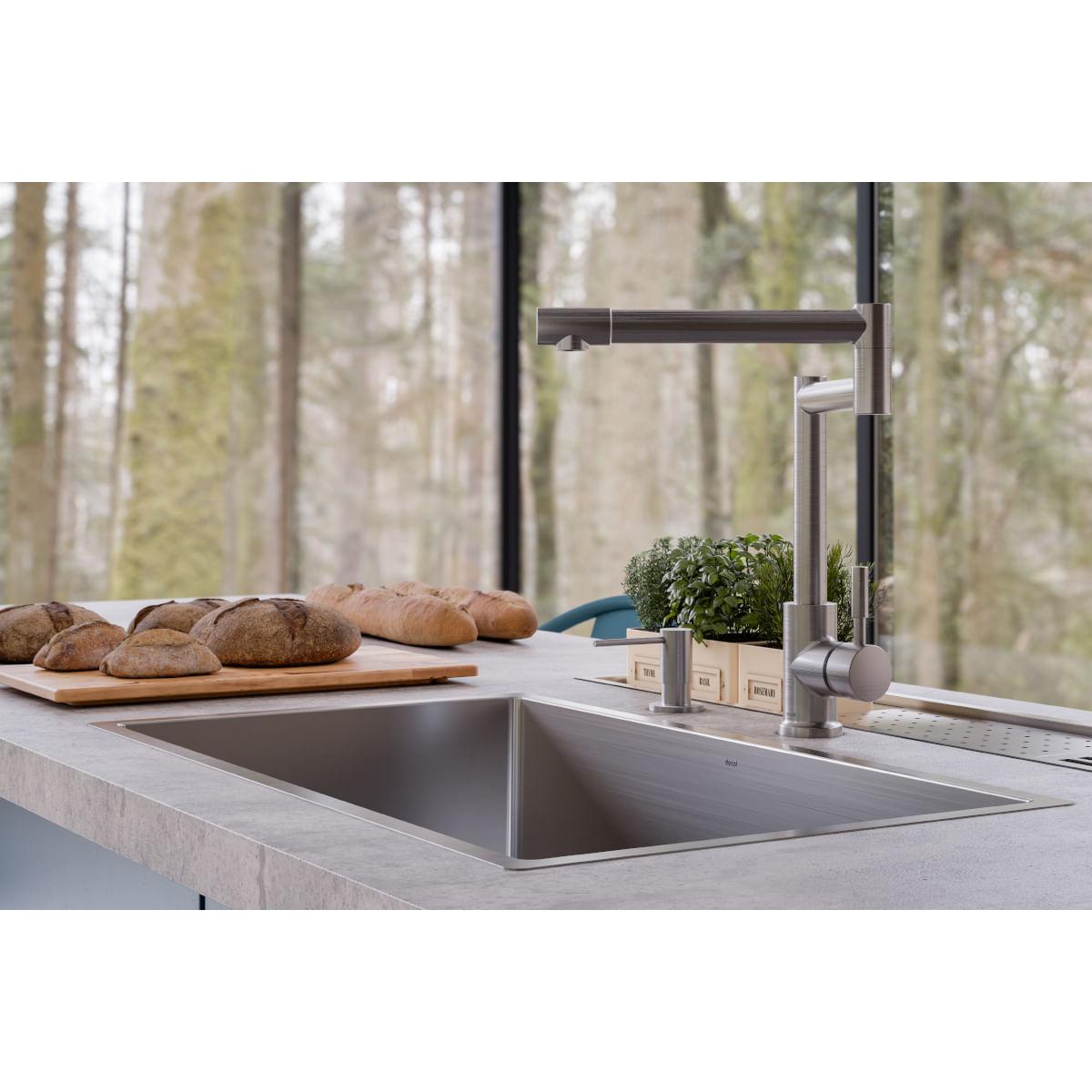 Cuba Docol Bistrô 70x40x20 cm Aço Inox Escovado Acessórios Lixeira Quadrada