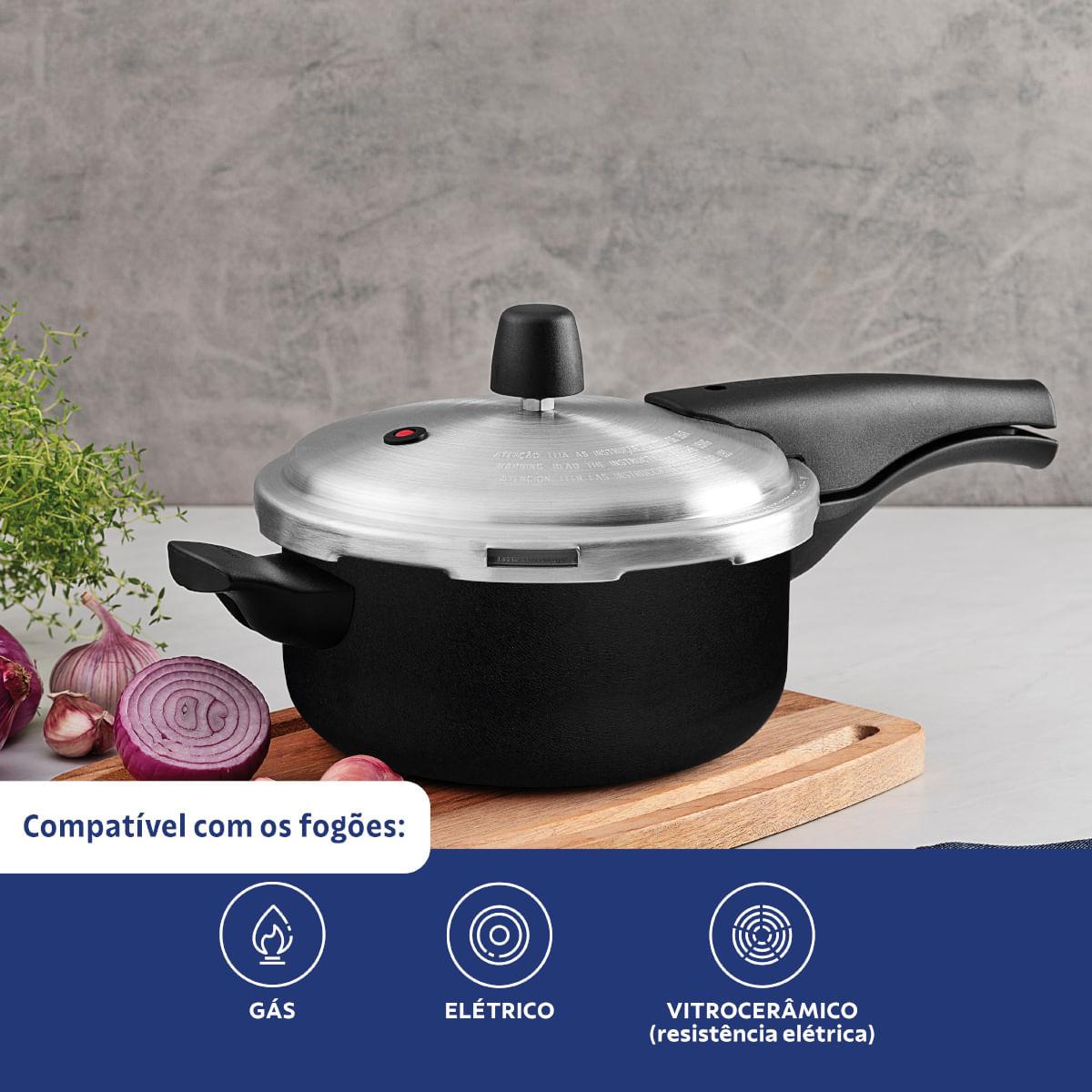 Panela de Pressão Tramontina Vancouver Alumínio Antiaderente Starflon Max Preto 20 cm 3 L