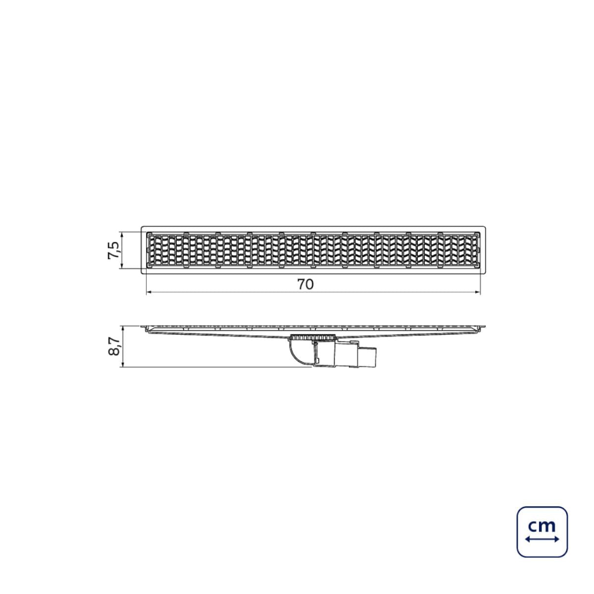 Ralo Neo Hidden Tramontina com Tampa em PVC 70x7,5 cm