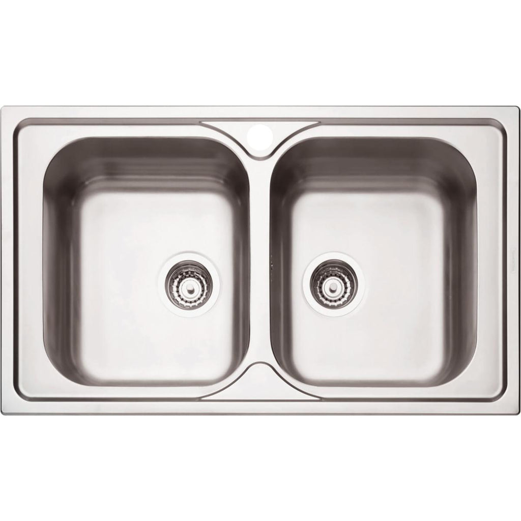 Cuba de Sobrepor Tramontina Marea 2C 34 em Aço Inox Acetinado e Válvula 86 x 50 cm com 2 Cubas