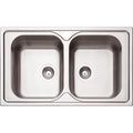 Cuba de Sobrepor Tramontina Marea 2C 34 em Aço Inox Acetinado e Válvula 86 x 50 cm com 2 Cubas