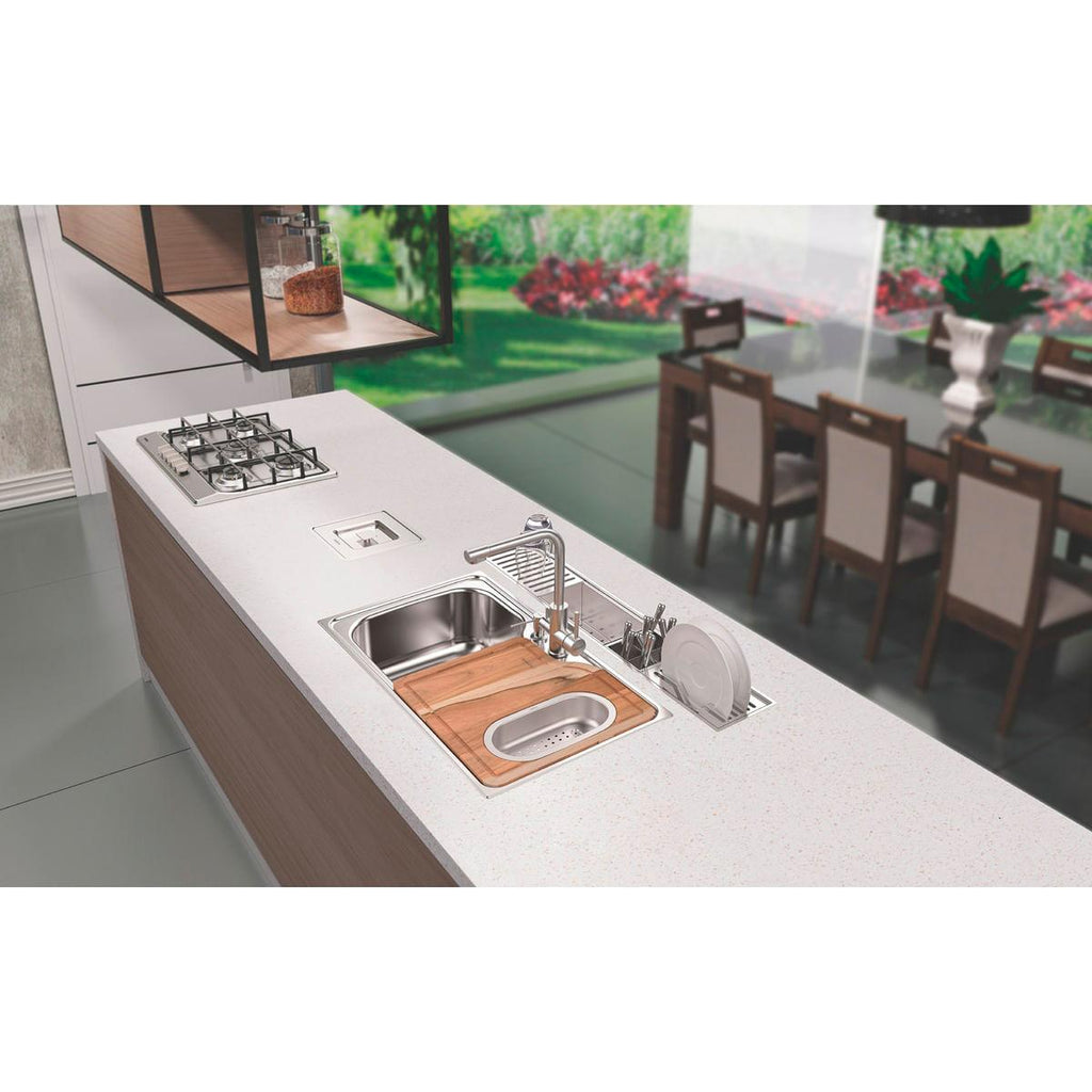 Canal Organizador em Aço Inox Tramontina para Sobrepor com Acabamento Scotch Brite 60x18 cm
