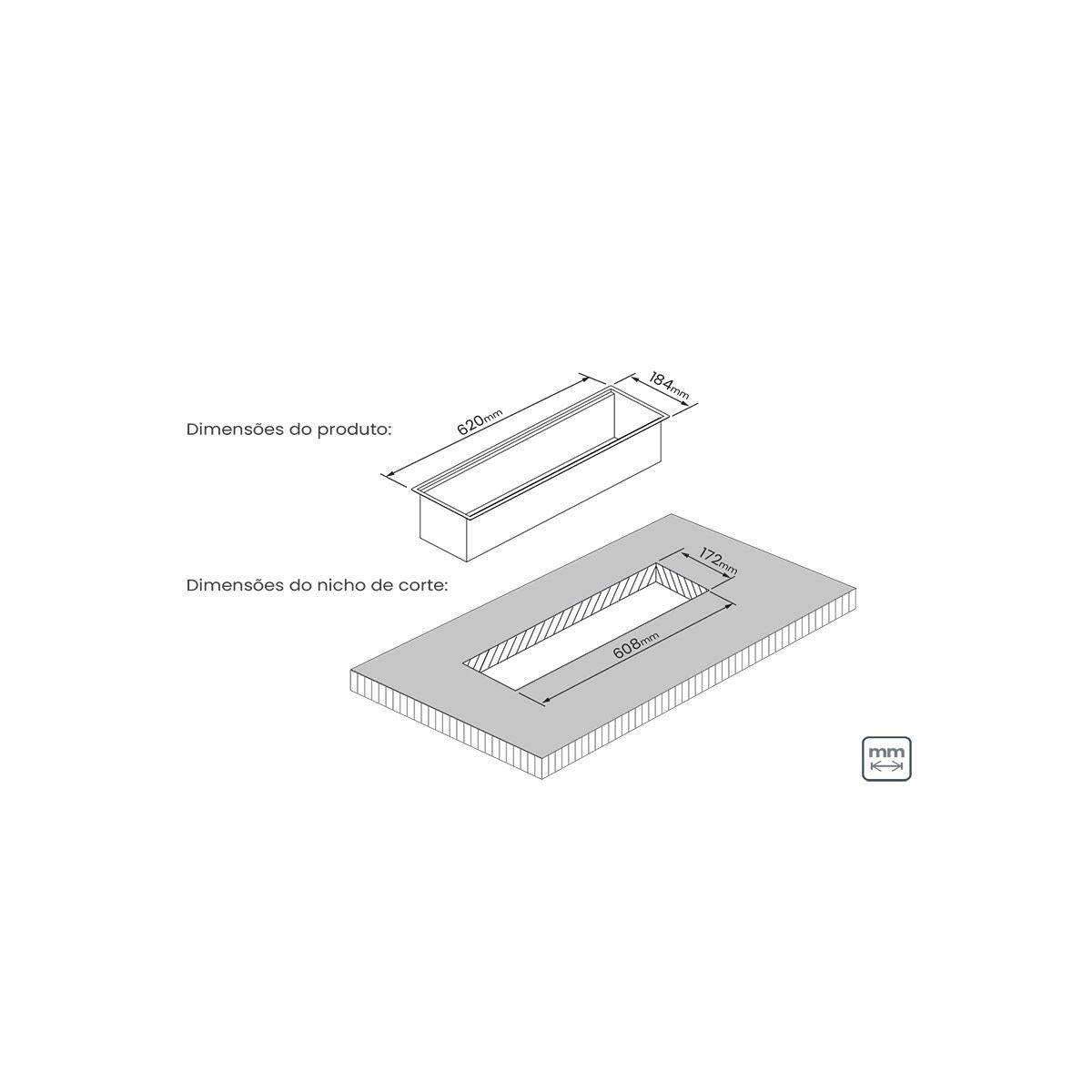Canal Organizador Tramontina 60cm Aço Inox Acetinado com Acessórios
