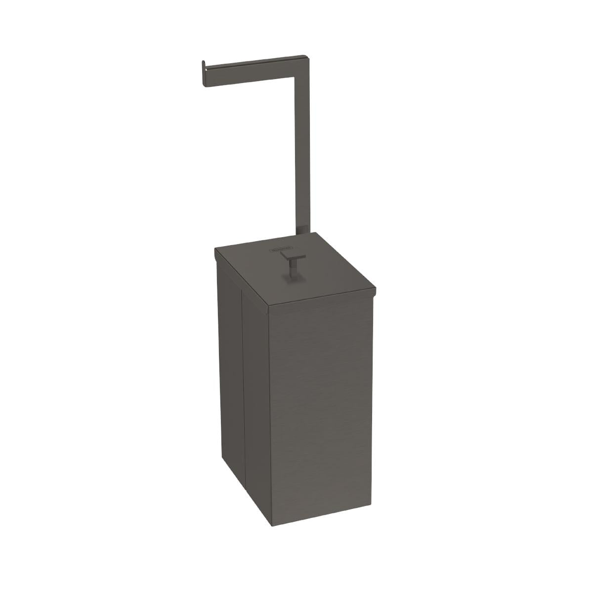 Lixeira Tramontina Luz Slim em Aço Inox Black Matte com Porta Rolo 5,5 Litros OUTLET