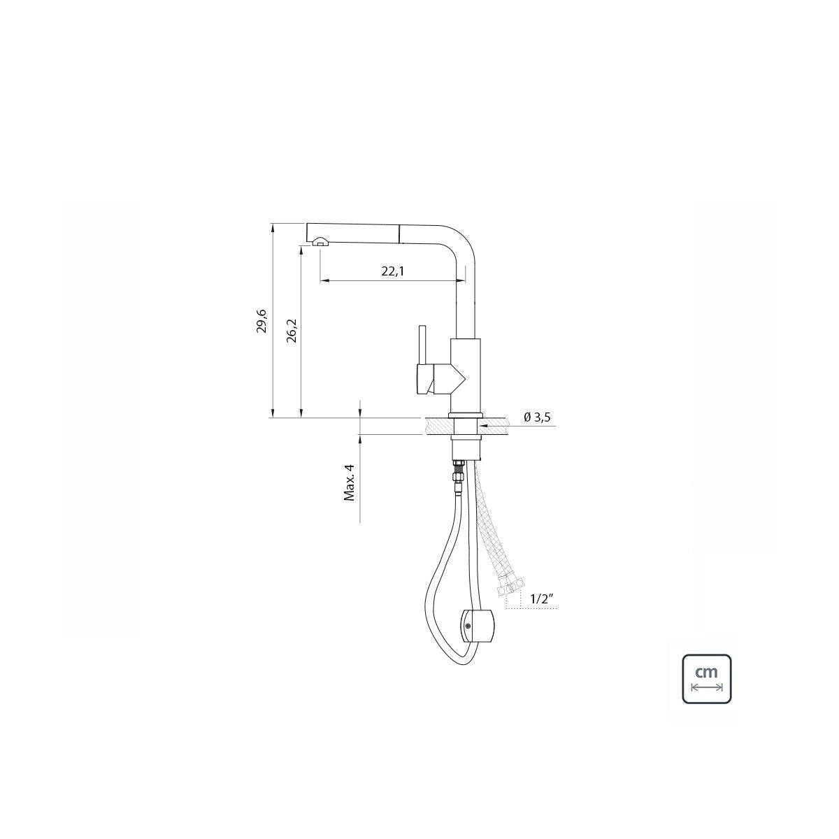 Misturador Monocomando Tramontina Monde Plus em Aço Inox e acabamento Scoth Brite com Extensor
