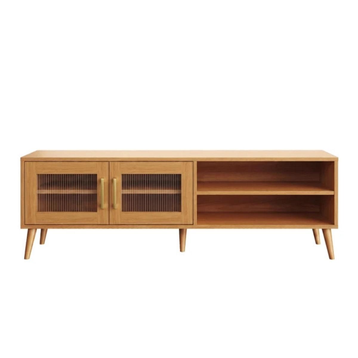Rack Madrid 160cm 2 Portas Vidro Canelado Carvalho Rosé Dalla Costa