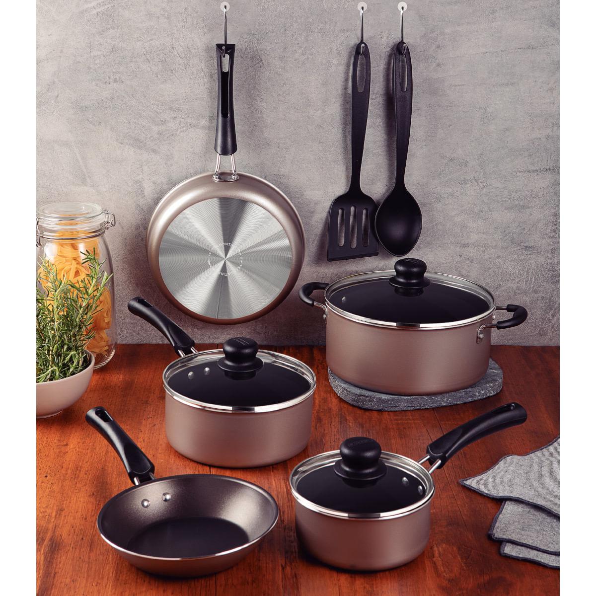 Jogo de Panelas Tramontina Simple Cooking 7 Peças Alumínio Antiaderente Starflon Max Champagne