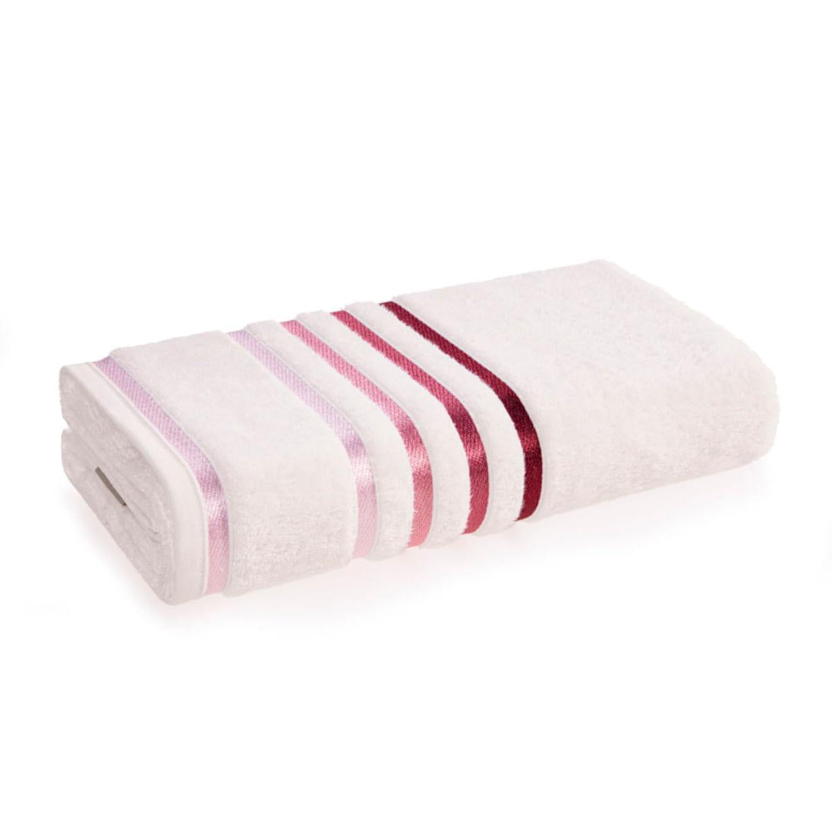 Toalha Banhão Karsten Fio Penteado Lumina Branco/Rosa 86x150 cm
