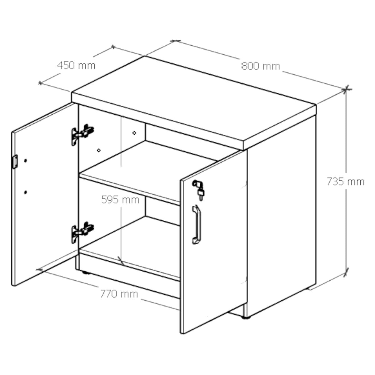 Armario para Escritório 2 Portas 80cm Nogal Preto Marin Brasil