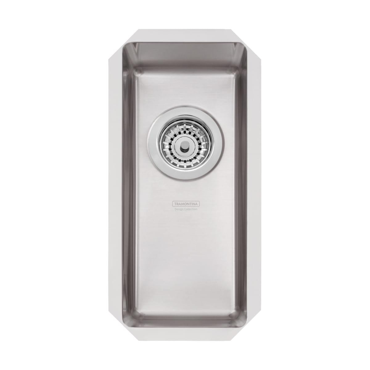 Cuba Quadrum 17 Plus U Undermount Tramontina 17 x 40 x 14 cm em Aço Inox Scotch Brite com Válvula