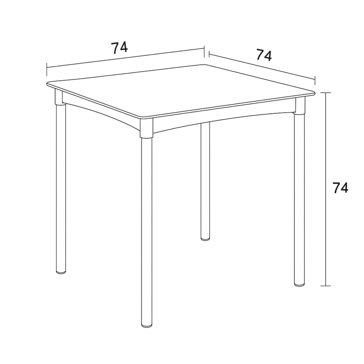 Mesa Atto 4 Lugares em Polipropileno Preto 74x74cm Pés em Alumínio Im In
