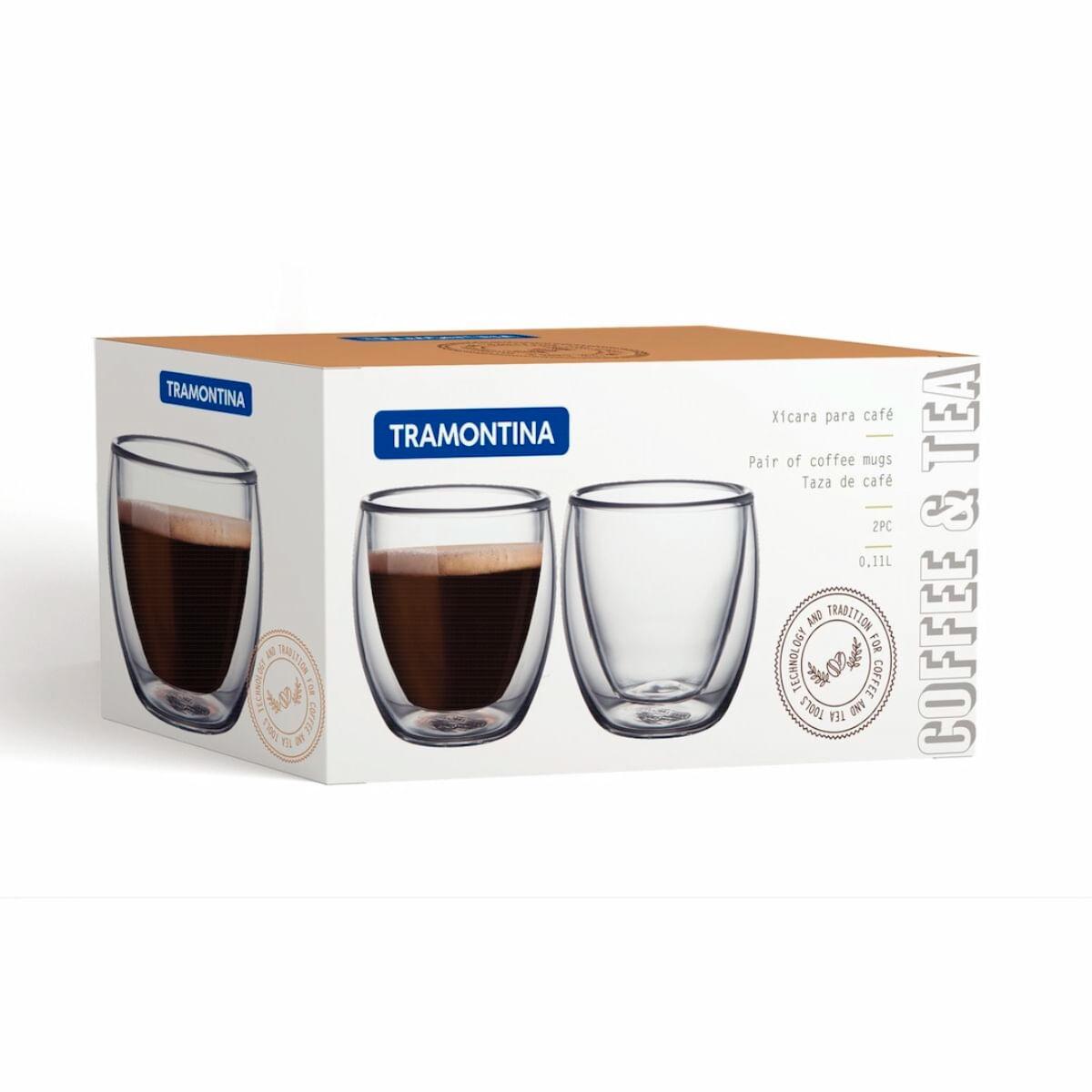 Conjunto de Xícaras Tramontina para Café 0,11 L com Vidro Duplo 2 Peças