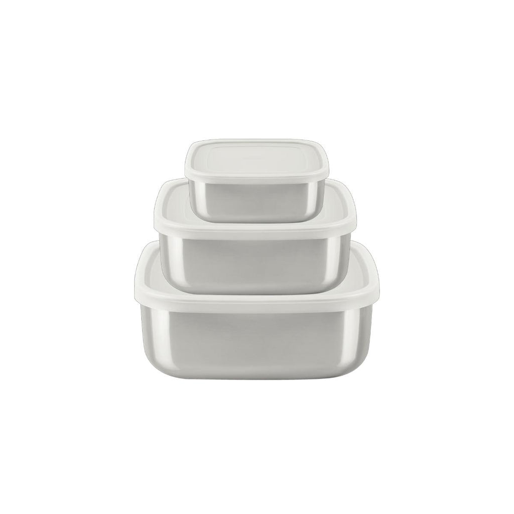 Jogo de Potes Tramontina Freezinox Quadrados Aço Inox com Tampa Plástica 3 Peças