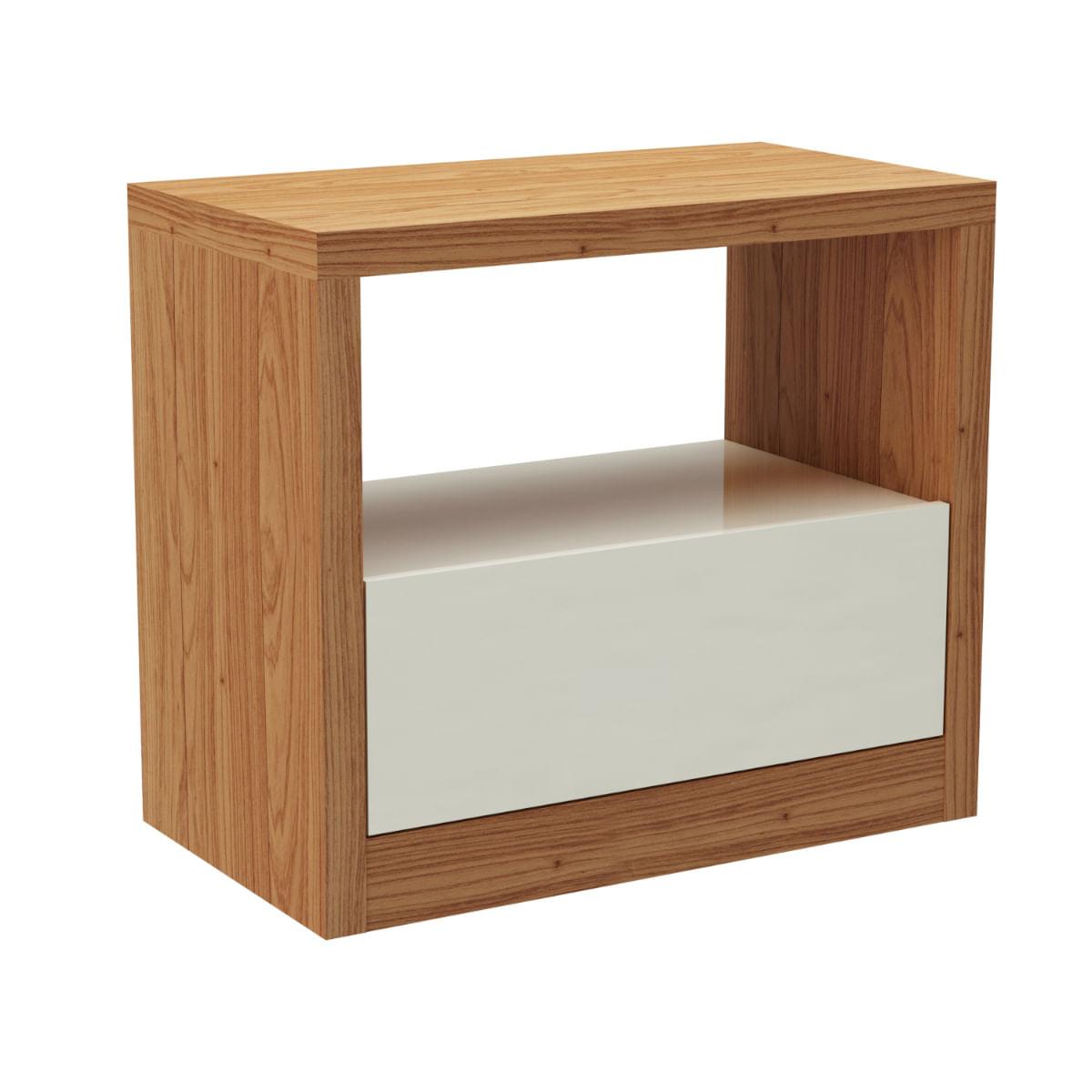 Mesa de Cabeceira em MDF 67 cm com 1 Gaveta TW140 Freijó/Off White Dalla Costa