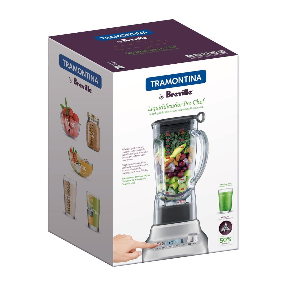 Liquidificador Tramontina by Breville Pro Chef em Alumínio Fundido Fosco com Copo de Tritan 2 L 2000 W