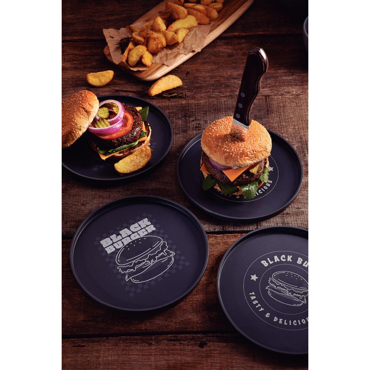 Prato Tramontina Black Burger em Polipropileno Cinza 20 cm