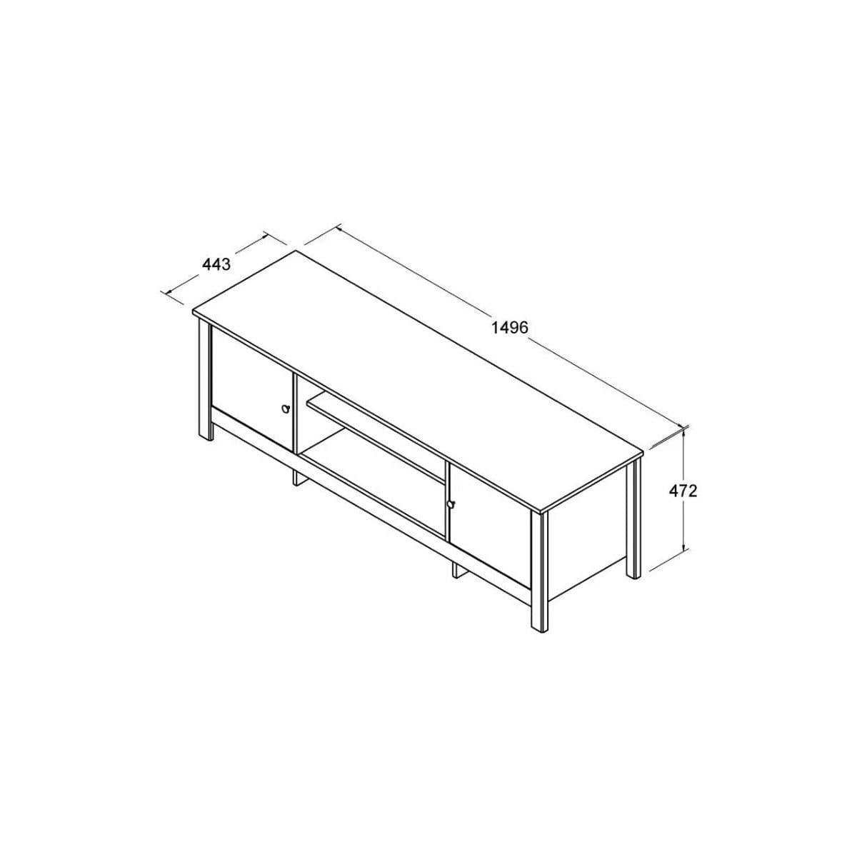 Rack para TV 2 Portas 150x44x47 cm Branco Ditália
