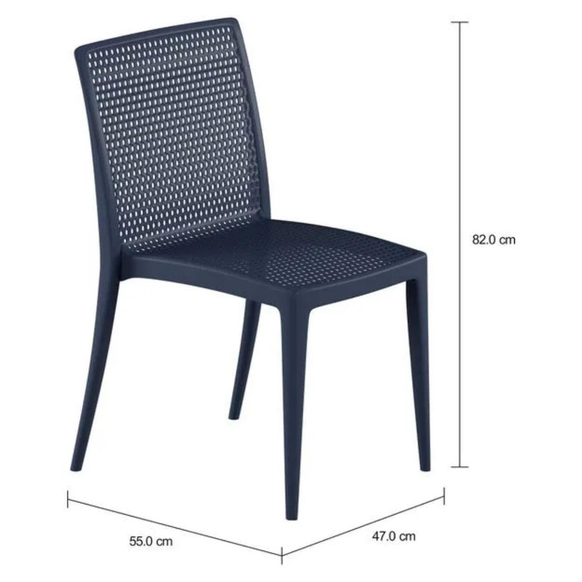 Kit 4 Cadeiras Dots Azul Navy Empilháveis em Polipropileno