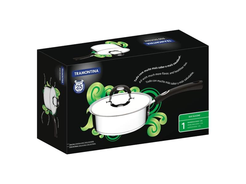 Frigideira Aço Inox com Cabo e Tampa DUO SILICONE 24cm Tramontina 62480240