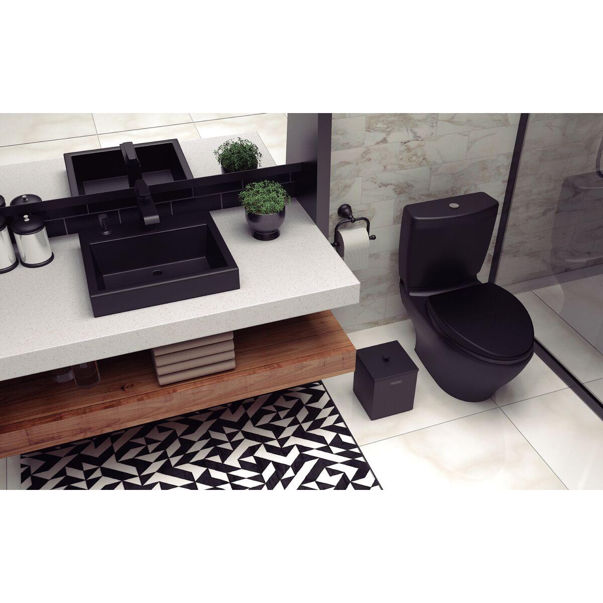 Lixeira Tramontina Luz 4,5 Litros em Inox com Acabamento Fosco Black Matte OUTLET