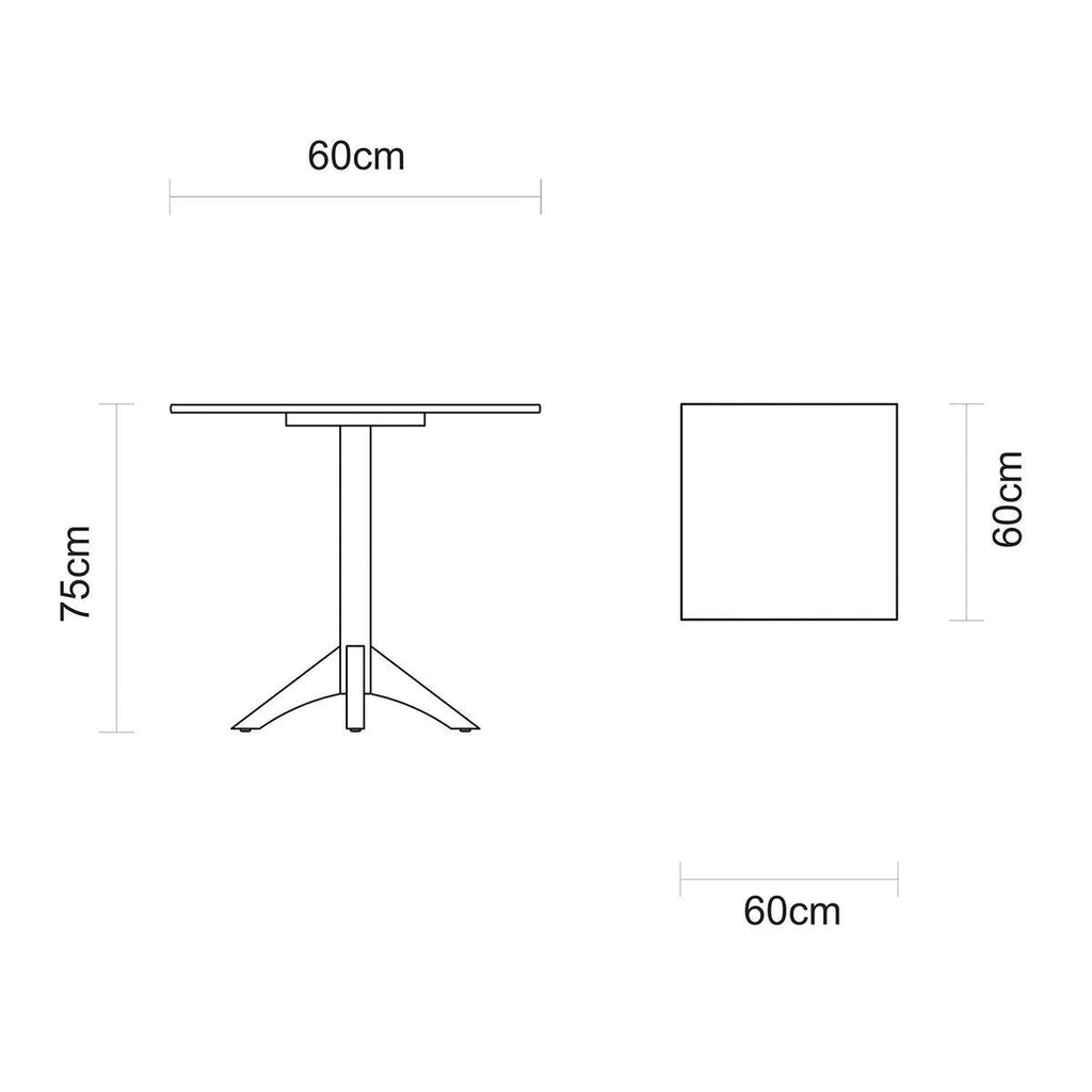 Mesa de Madeira Tramontina London Coluna Central Quadrada em Tauarí Tabaco 4 Lugares 60 cm