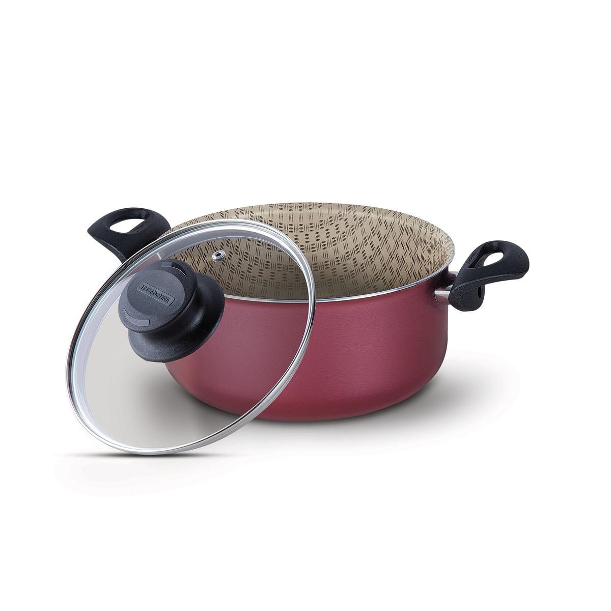 Caçarola de Alumínio 18 cm com Antiaderente Paris Vermelha Tramontina