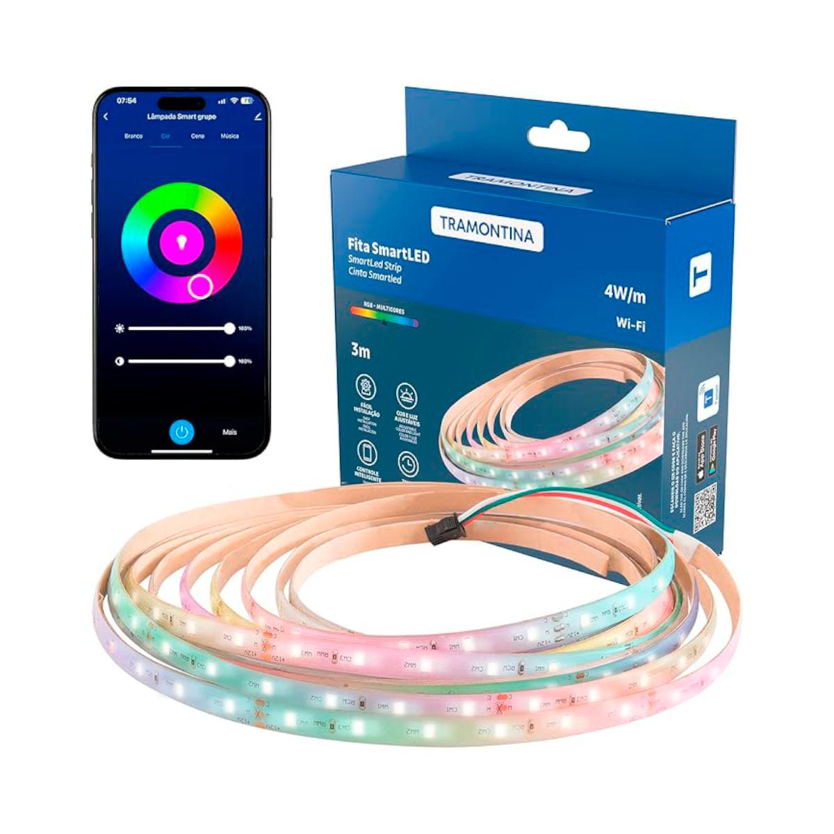Fita LED Tramontina Smart RGB 3 Metros Controle por App e Assistente de Voz