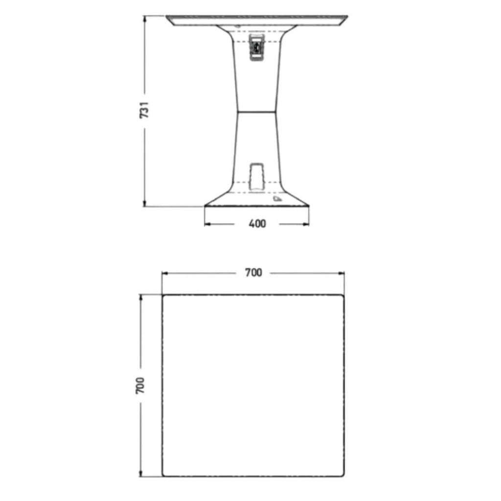 Mesa 4 Lugares Netuno 70cm em Polipropileno Preto Acrilys