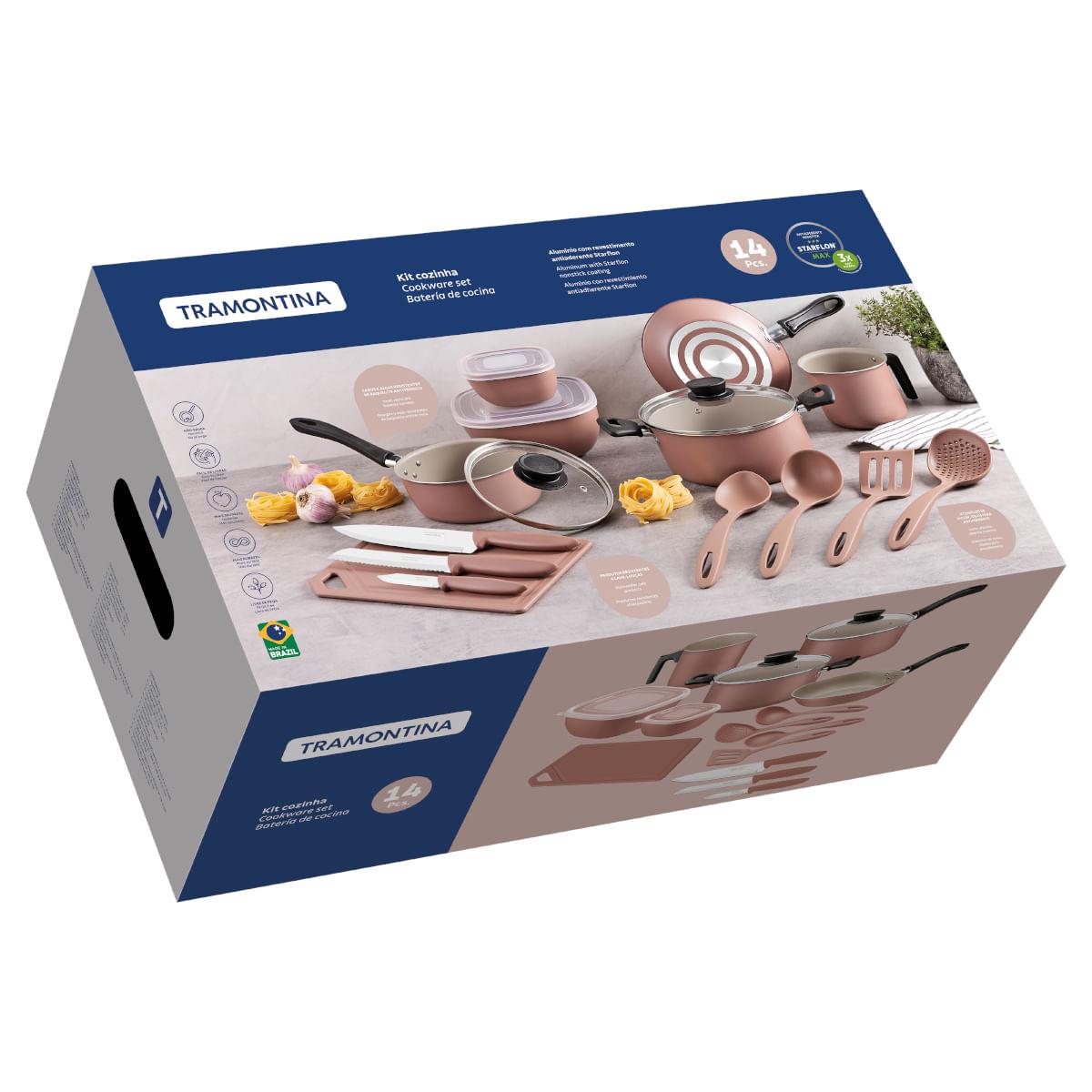 Kit Cozinha Tramontina 14 Peças em Alumínio Starflon Max Mocaccino