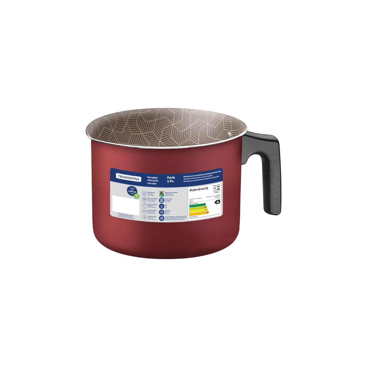 Fervedor Tramontina Paris em Alumínio Starflon Max Vermelho 14 cm 1,9 L