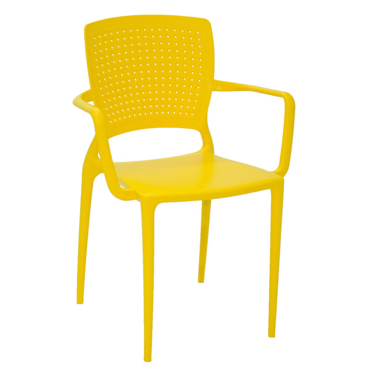 Cadeira Tramontina Safira em Polipropileno Amarelo com Braços
