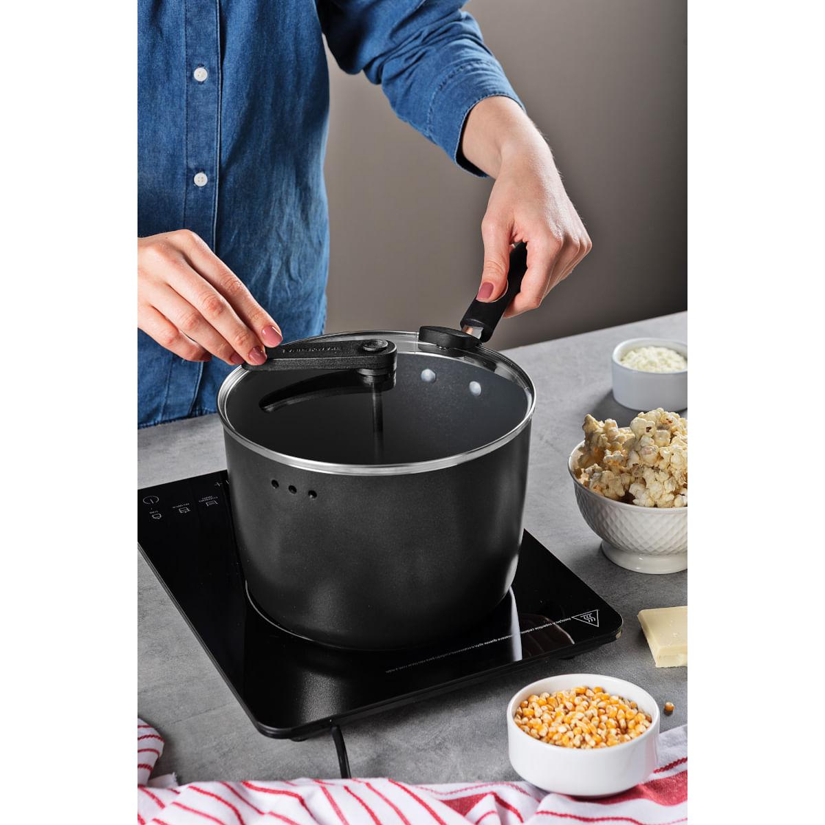 Pipoqueira Tramontina Mônaco Alumínio Indução Starflon 22 cm 5,4 Litros Preto