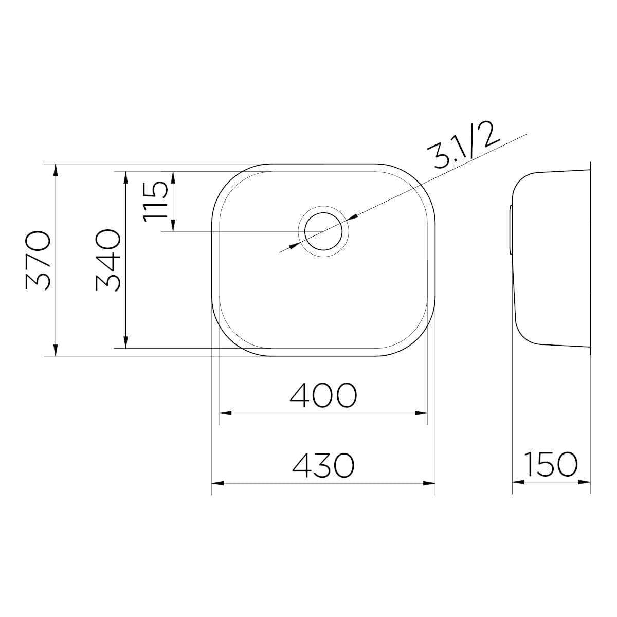 Cuba 0 de Embutir Docol Invicta 40x34x15 cm em Aço Inox 304 Acetinado Sem Válvula