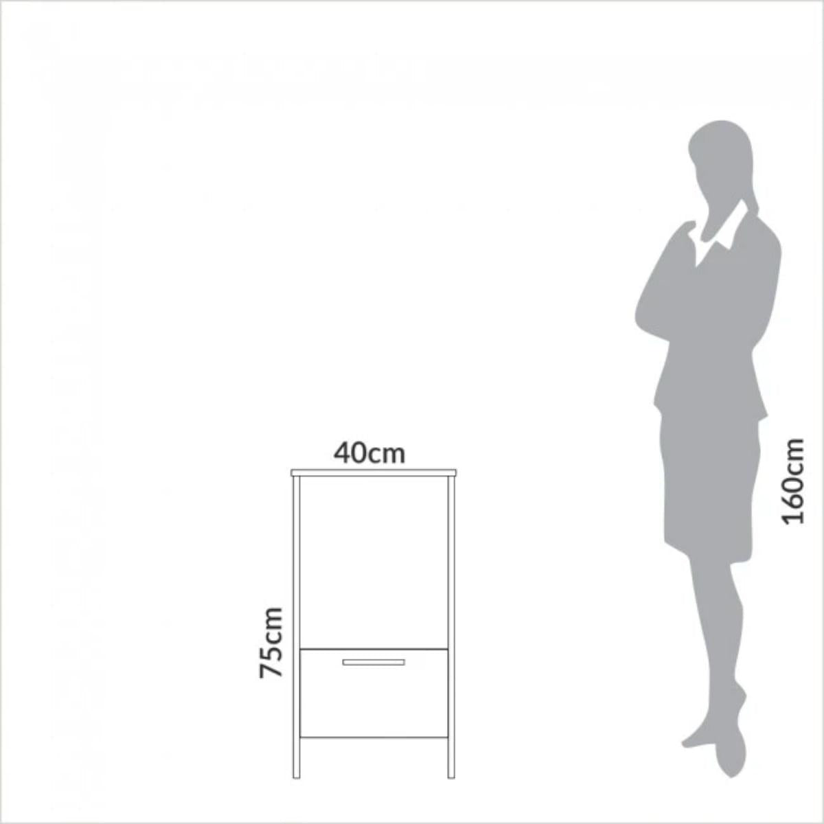 Mesa Auxiliar 1 Gaveta em MDF 40x46x75cm Off White Freijó Dalla Costa