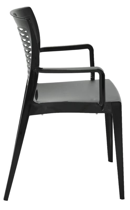 Cadeira Victória encosto vazado horizontal com braços preta Tramontina 92042009