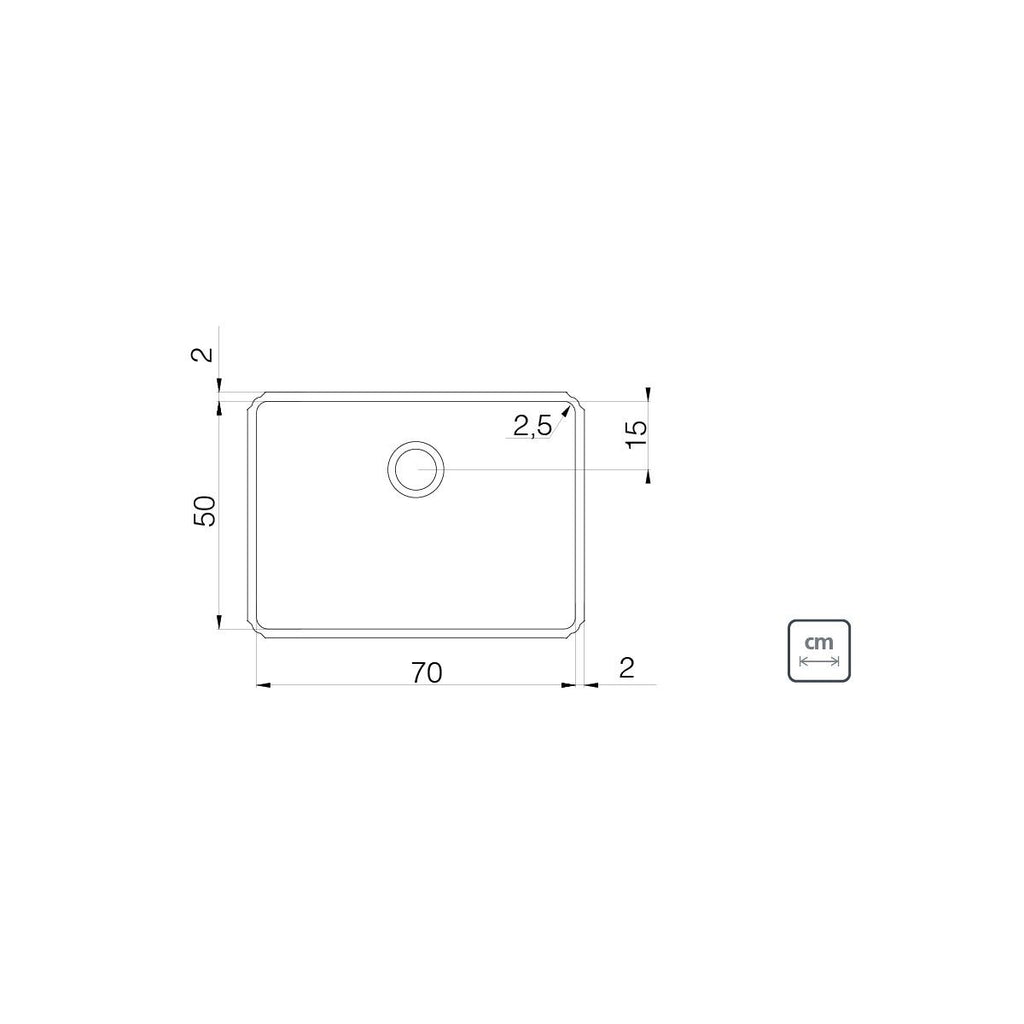 Tanque de Embutir Tramontina Jumbo 106 L em Aço Inox 70 x 50 cm