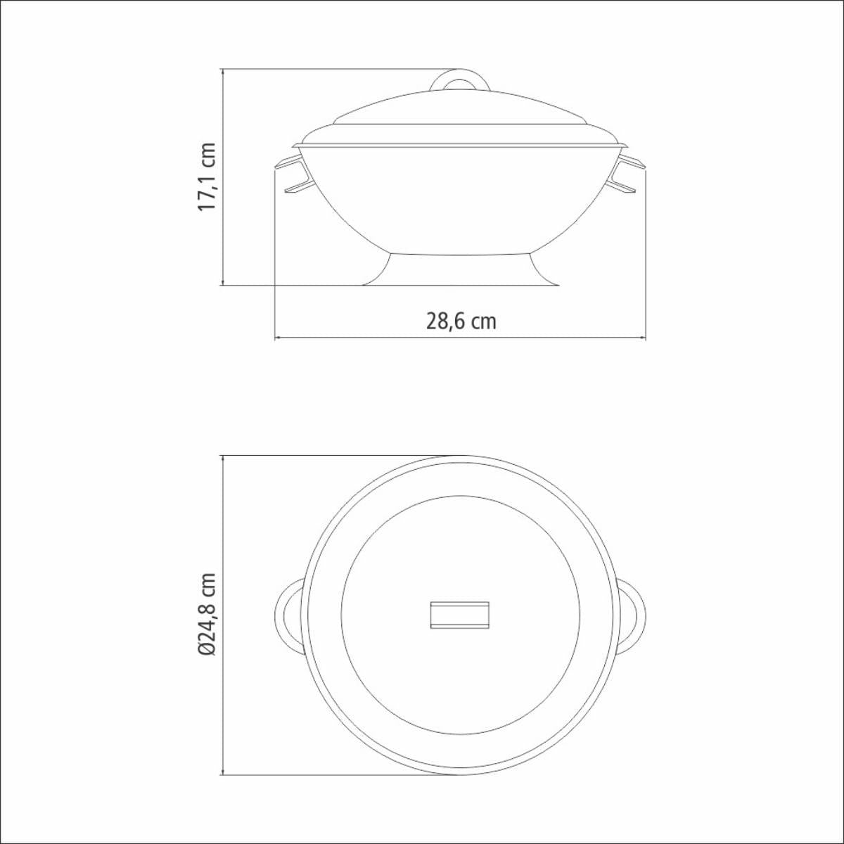 Sopeira Tramontina Service em Aço Inox com Tampa 24 cm 2,75 L