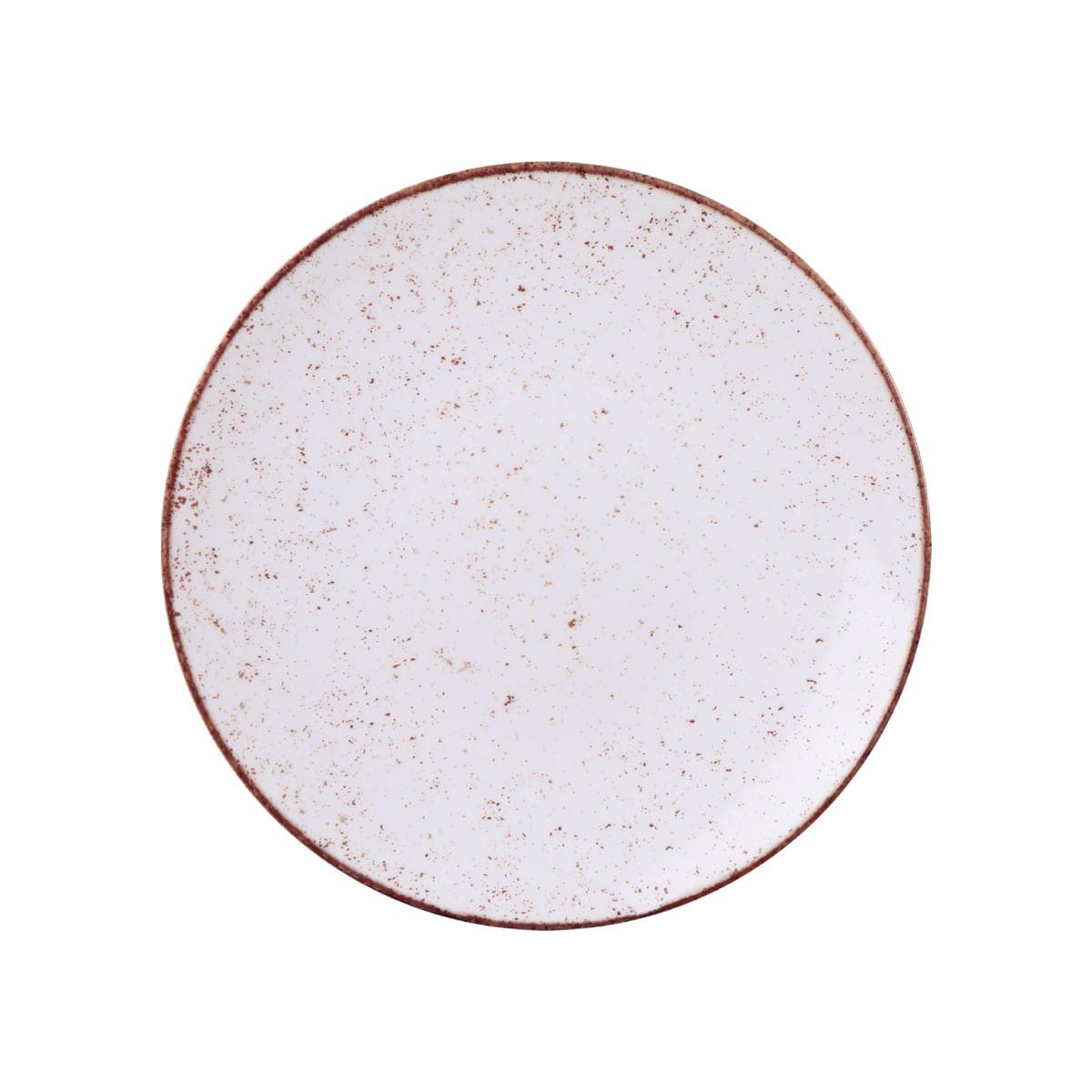 Prato Raso Tramontina Rústico Marrom em Porcelana Decorada 25 cm